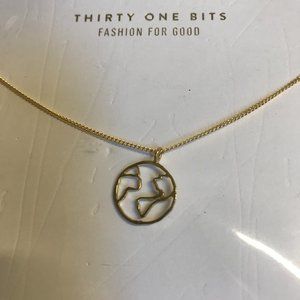 31 Bits Globe Charm 14K Gold Plated necklace